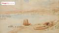 Watercolour painting of Wellington Harbour in the mid-nineteenth century.