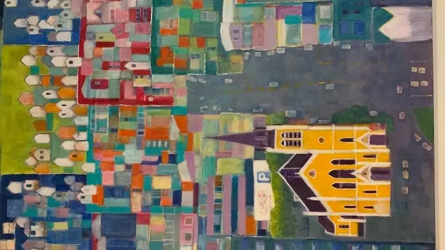 Artistic painting of St Peter's Church in Wellington.