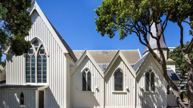 Church surrounded by trees