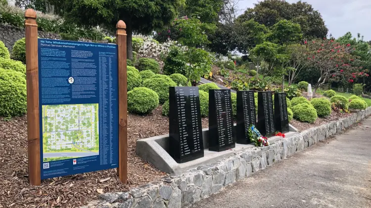 Cemetary with black headstones