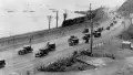 Vintage black and white photo of cars on State Highway 2 in Wellington