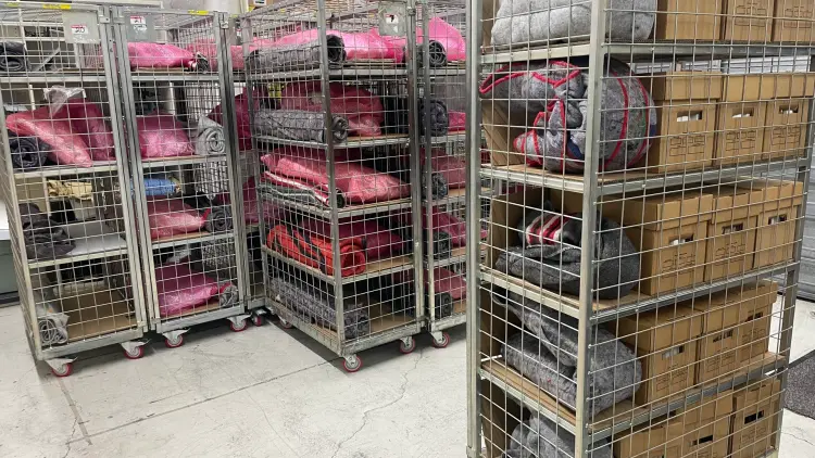 Interior shot of storage racks