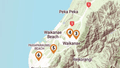 A map of the Kāpiti coast, highlighting 9 museums in the area.