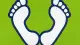 Footprints on green background
