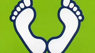 Footprints on green background