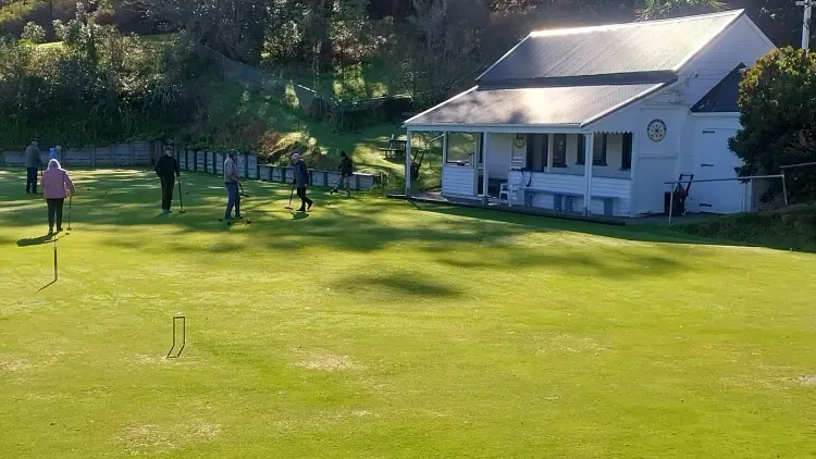 Green lawn and a white house