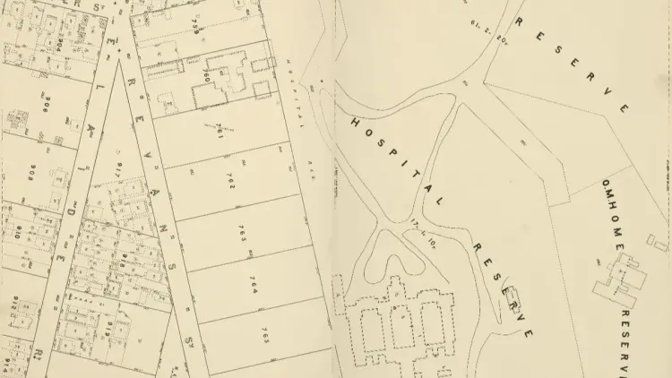 A historic map on Newtown showing the area around Adelaide Rd and Wellington Hospital