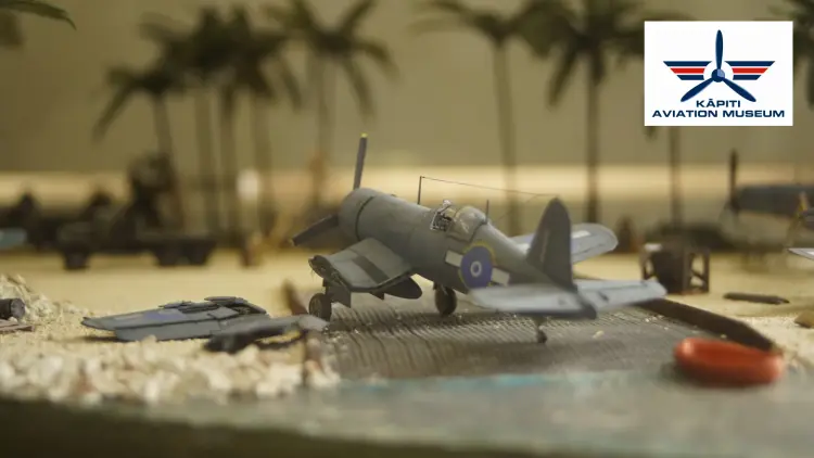 Image of model plane and text reading Kāpiti Aviation Museum