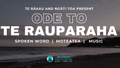 Beach in background with text reading "Te Rākau and Ngāti Toa present Ode To Te Rauparaha, Spoken Word, Moteatea, Music"