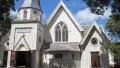 Exterior shot of white church