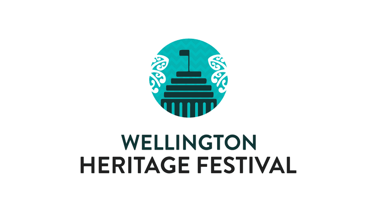 Image of the Wellington Heritage Festival logo and text saying Wellington Heritage Festival