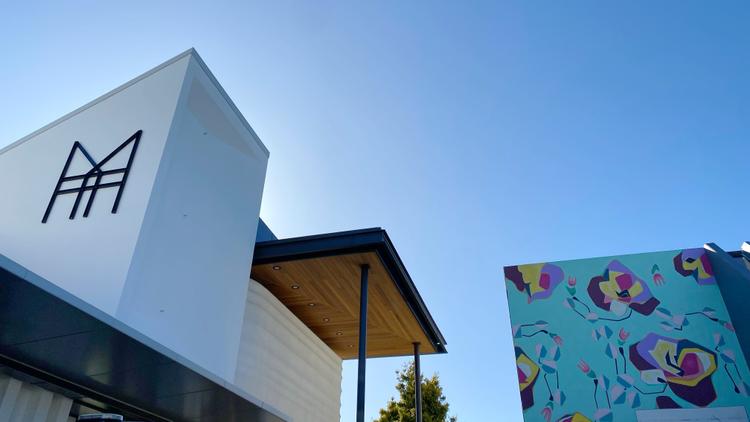 Sunny day view of Toi MAHARA gallery entrance