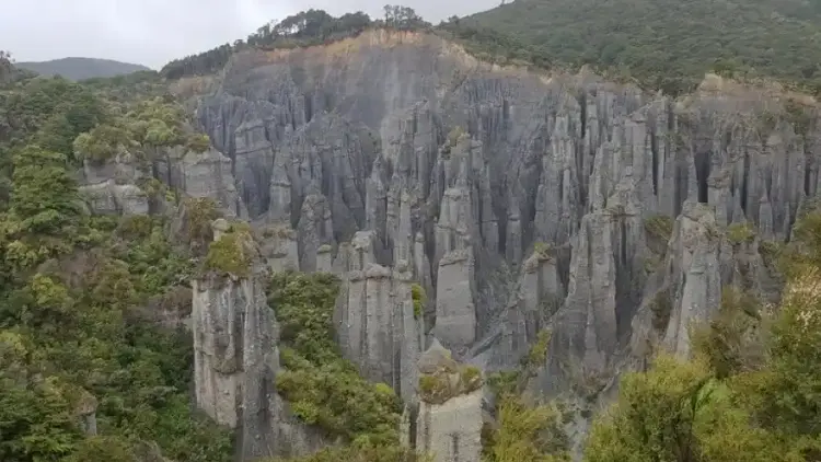 Photo of large vertical rock formations