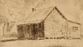 Sketch of a cottage on paper