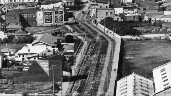 Black and white photograph of the birdeyes view of a city