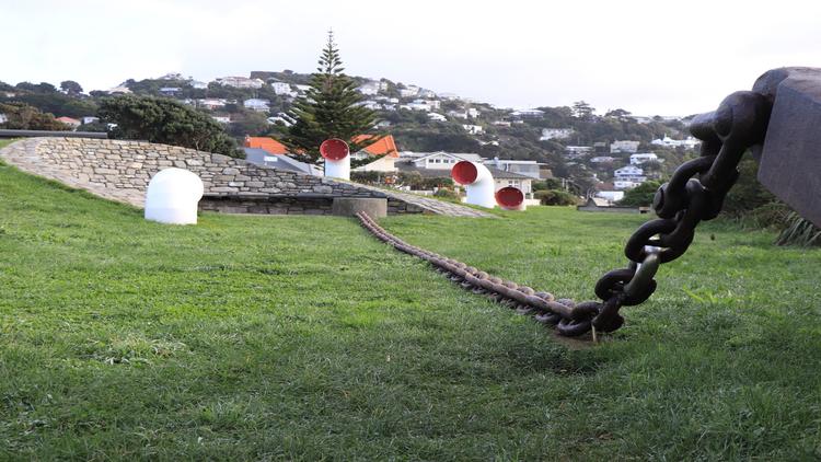 Park with anchor chain and seating