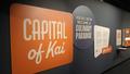 Entranceway to Capital of Kai exhibit at Wellington Museum. The text reads 'Capital of Kai, how Wellington became a culinary paradise'.