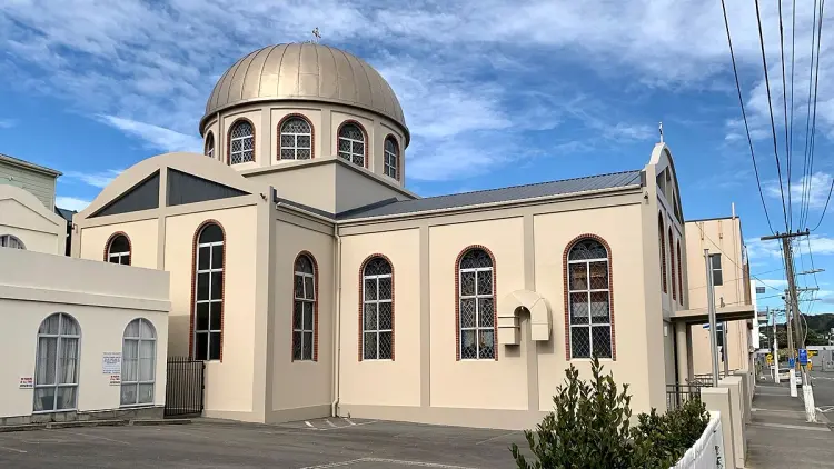Exterior shot of a large domed building
