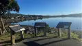 Porirua harbour and three trial signs