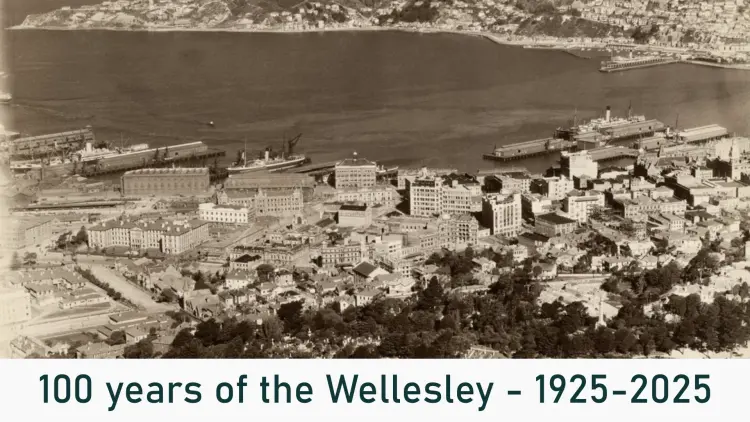 Sepia photograph of wellington harbour