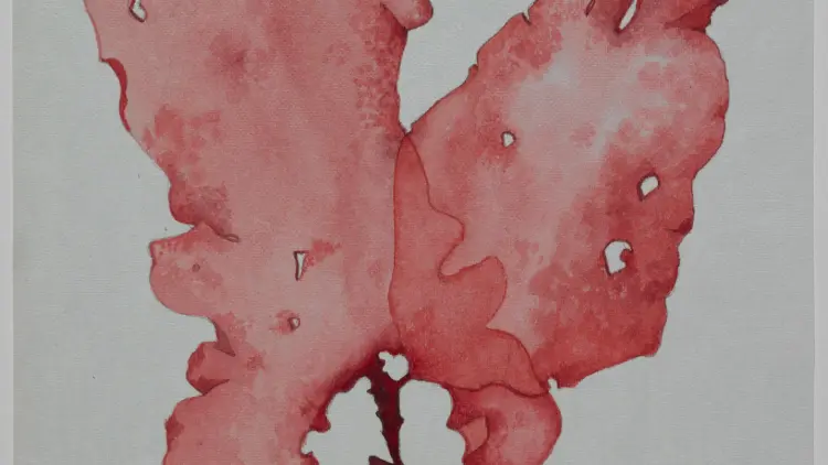 Red watercolour on paper