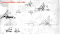 Pencil on paper sketches of the Futuna chapel by John Scott